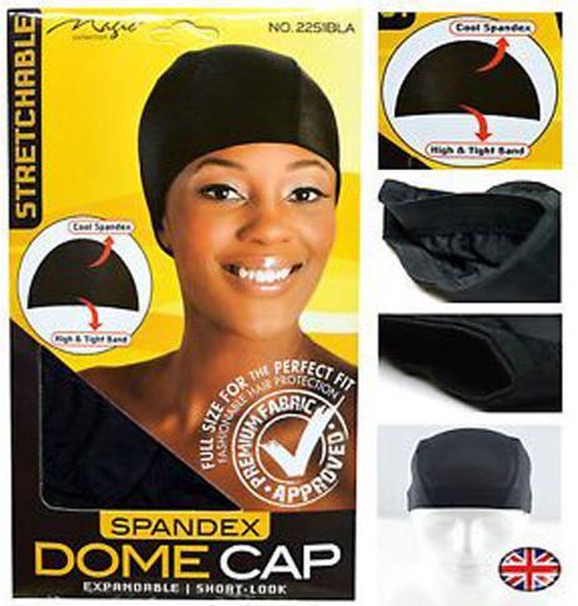 Hoofdkap Magic Spandex Dome Cap Zwart