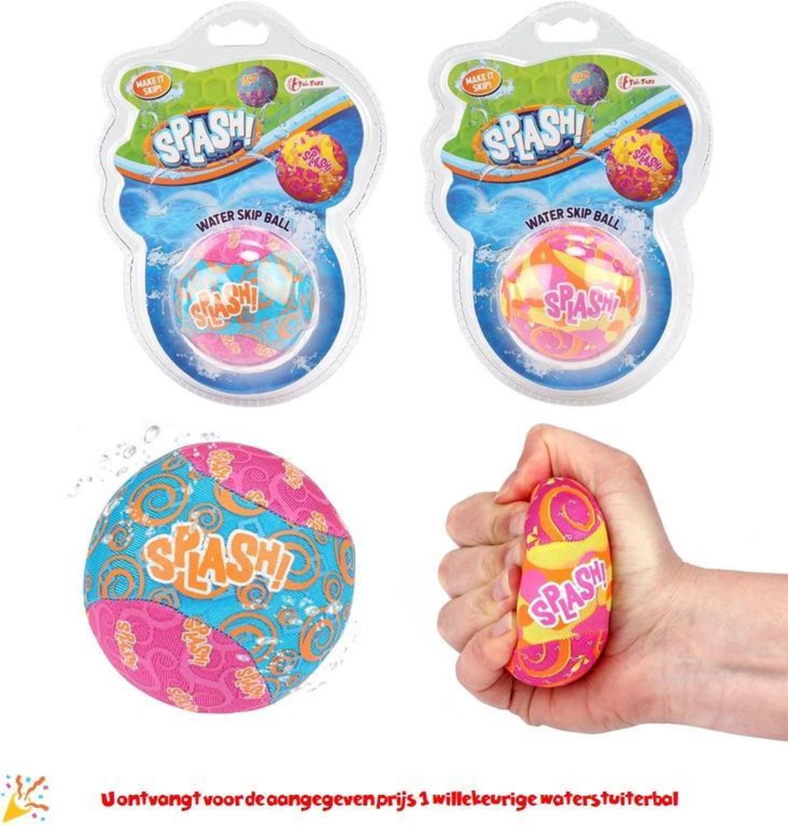 Splash waterstuiterbal Neon Kleuren - 7 cm groot - Waterspeelgoed Tip