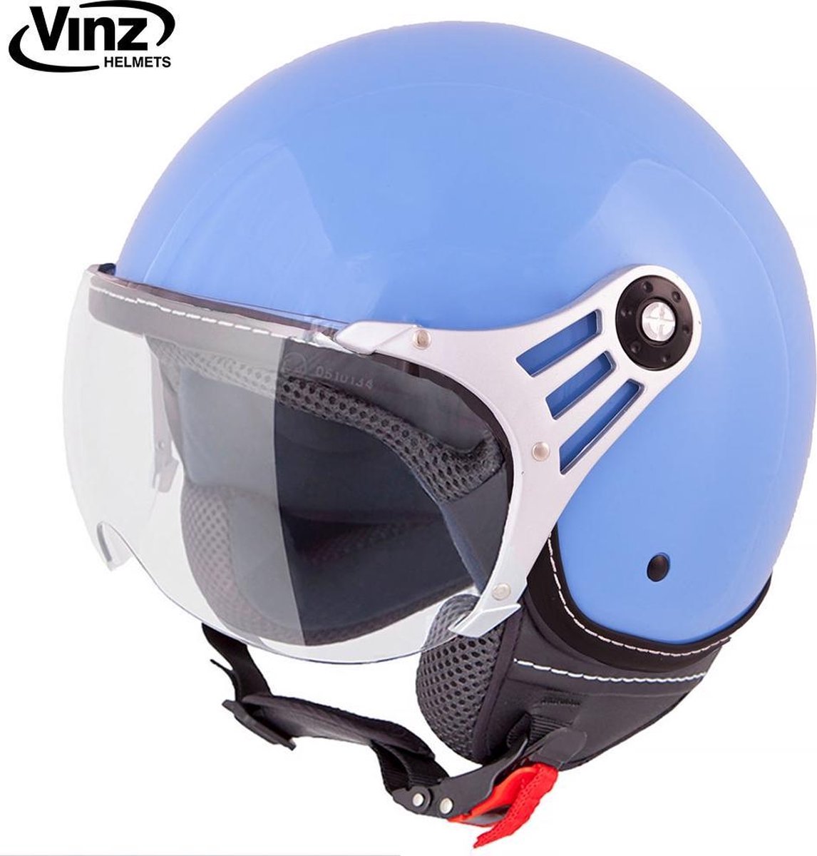 Vinz Stelvio Jethelm Marine Blauw / Scooterhelm / Brommerhelm / Motorhelm / Fashionhelm voor Scooter / Vespa / Brommer / Motor