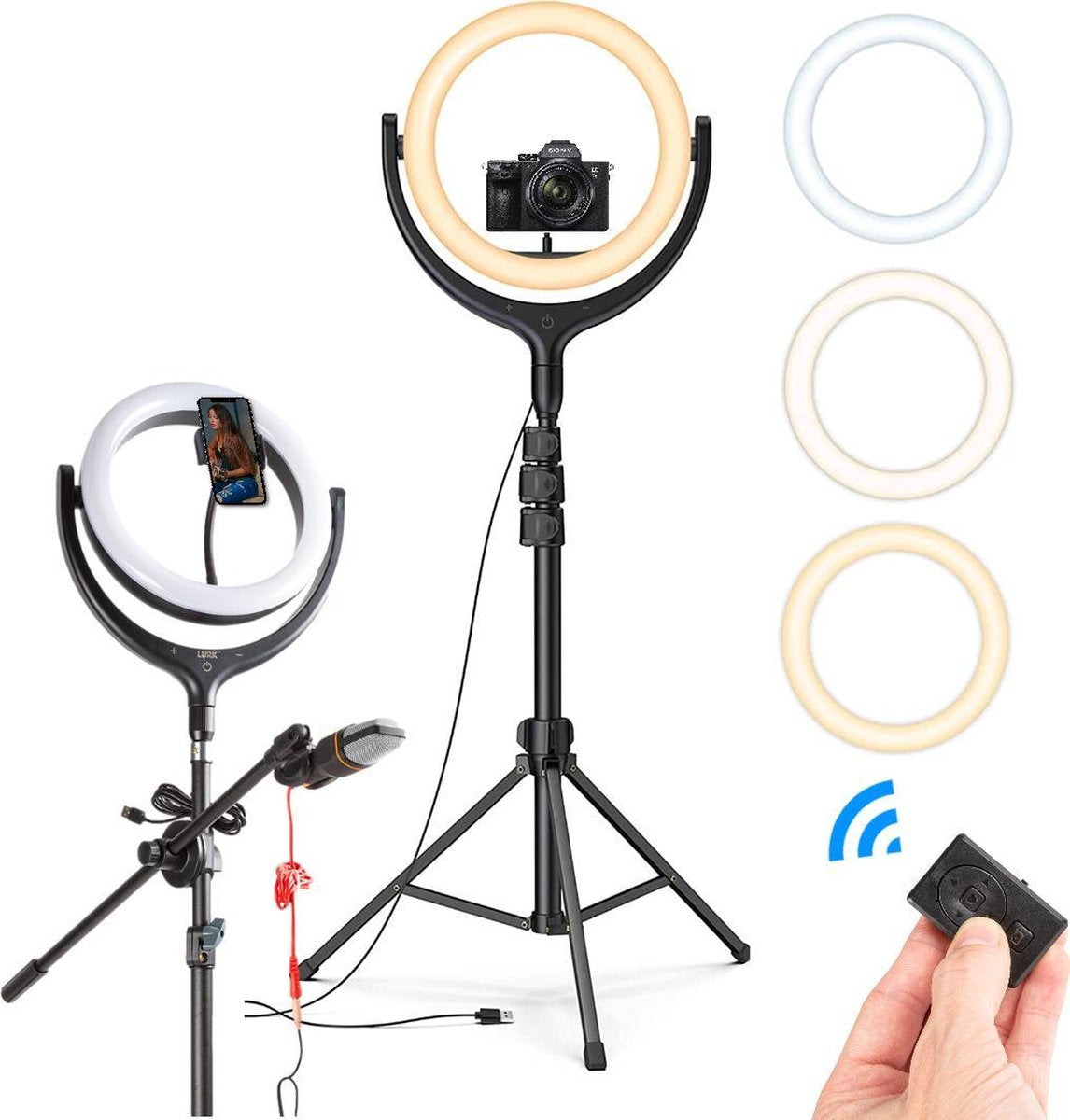 LURK® Ringlamp studio set 12 inch PRO met verstelbaar statief