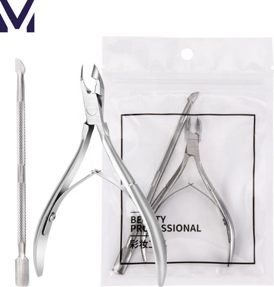 Medies - professionele nagelverzorging set | nagelknipper teennagels | nagelriem knipper | nagelriemknipper | nagelriemverzorging | cuticle pusher | bokkenpootje | nagelriem duwer | nagelriem verwijderaar | cuticle remover  - stainless steel