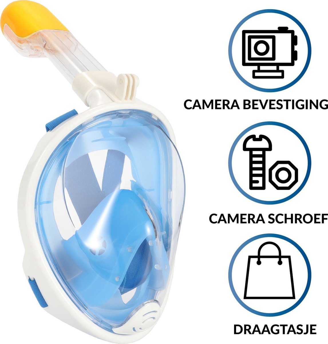 Gadgy Duikmasker Kids - Full face duikbril met snorkel - snorkelset  blauw - snorkelmasker