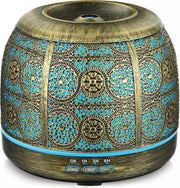 Devacieux Aroma Diffuser  Inclusief 10 ML Aroma Olie - Vintage Element By Night - Luchtbevochtiger Aromatherapie - Metaal - Brons - Aroma Vernevelaar
