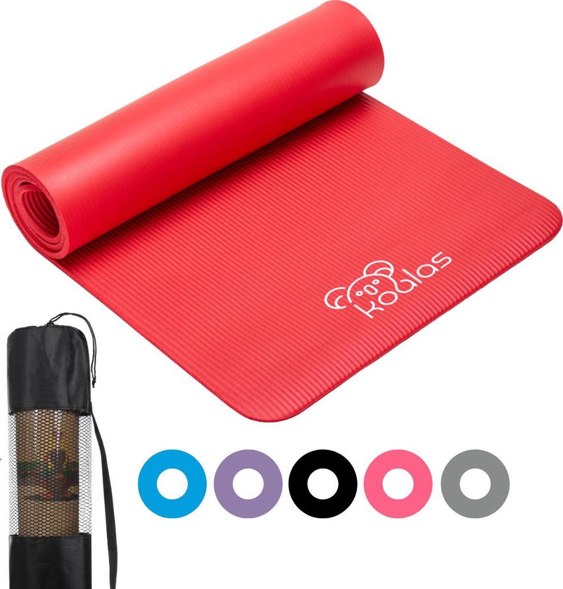 Koalas ® - Yogamat - Fitness Mat Rood - Anti Slip Yoga Mat - Extra Dik 1cm - Draagtas & E-Book