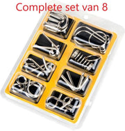 8x Metalen Puzzel Breinbreker - Hersenkraker Set - Denkspel - Puzzel - Brain Teaser - Geduldspel - Geel - Stipco