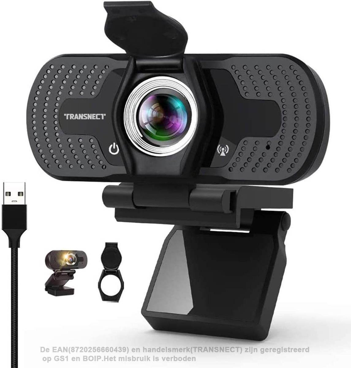 Webcam voor pc - Full HD 1080P - met Privacycover - Ingebouwde microfoon - USB2.0 aansluiting - Video Chat