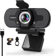 Webcam voor pc - Full HD 1080P - met Privacycover - Ingebouwde microfoon - USB2.0 aansluiting - Video Chat