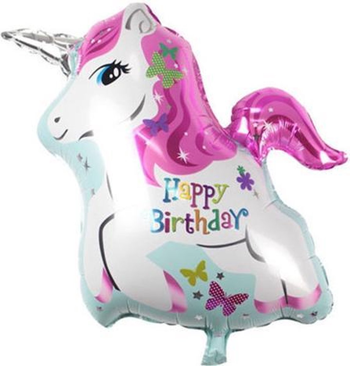 Grote XL happy birthday roze  eenhoorn paard ballon 80 cm