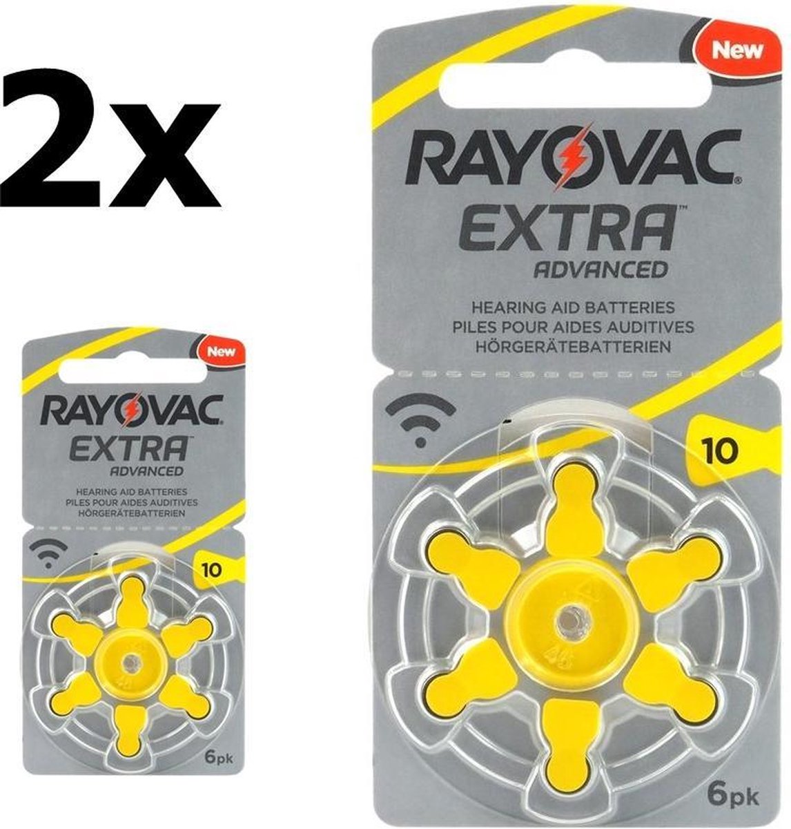 12 Stuks (2 Blister a 6st) Rayovac Extra Advanced 10MF Hg 0% Gehoorapparaat batterijen 1.45V