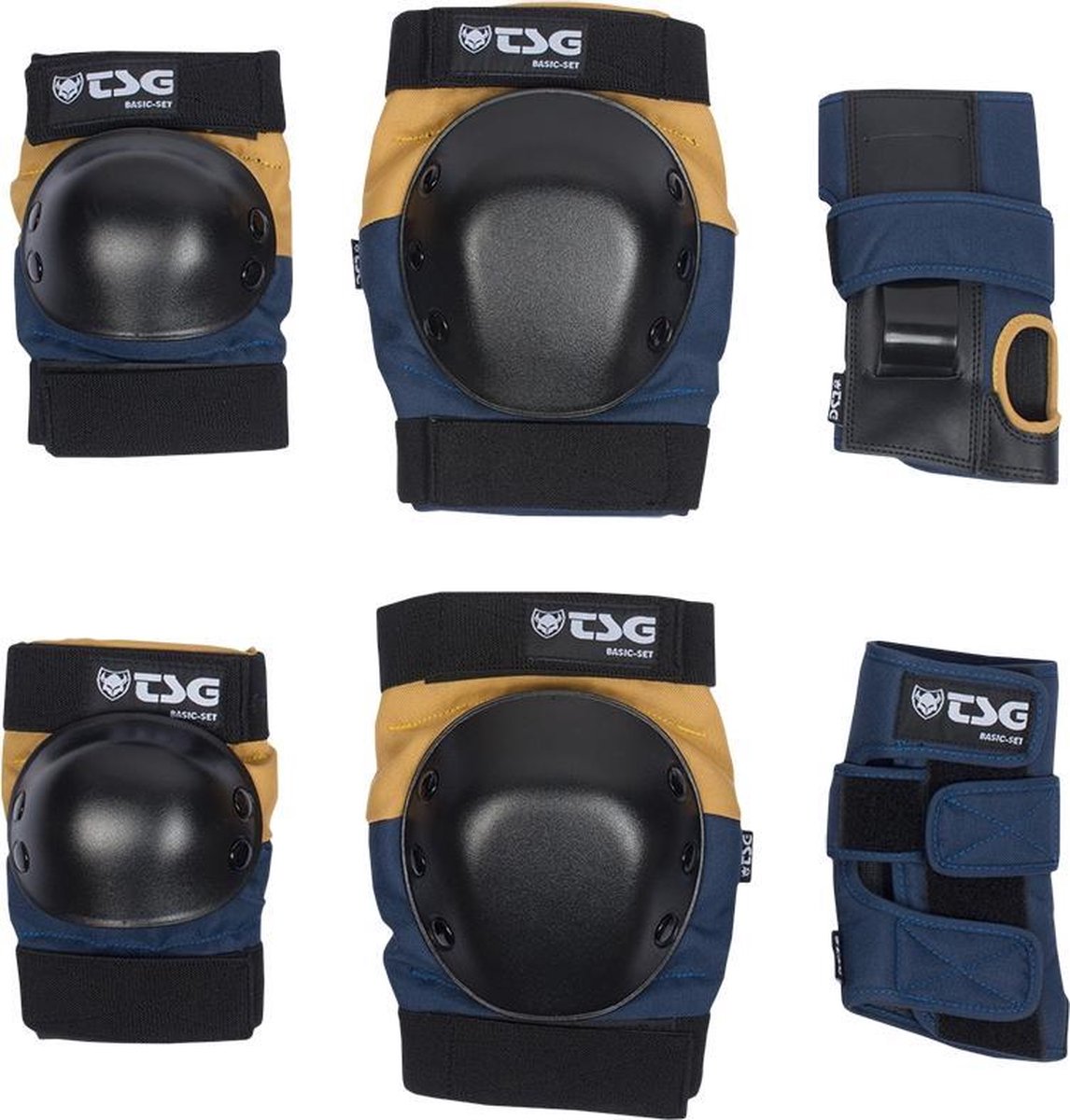 TSG Basic Set skateboard beschermers night blue / dusk yellow