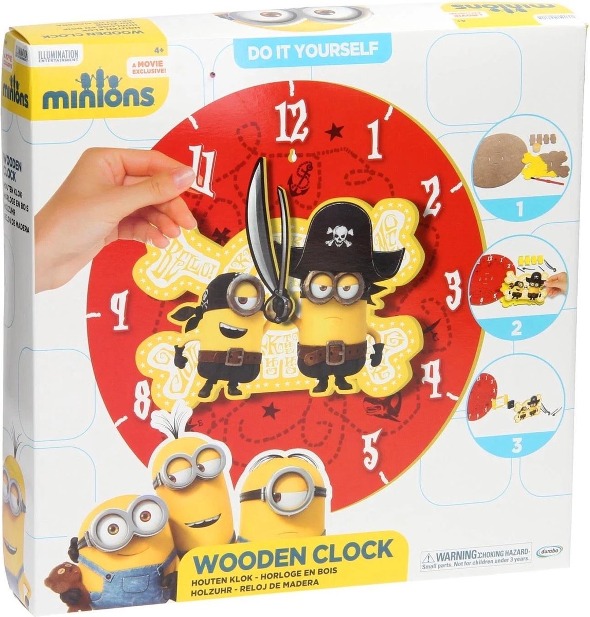 Despicable Me Minions Maak je eigen Houten Klok Knutsel set voor Kinderen – 30x30x5cm | Wandklok Maken | Knutselen voor Kinderen vanaf 4 Jaar