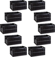relaxdays 10er set vouwkrat zwart - boodschappenkrat - stapelbaar - transportkrat 60 liter