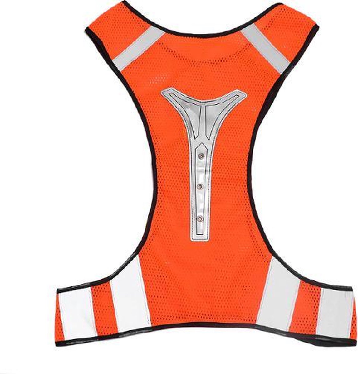 KW® LED X-vorm protectievest oranje | rode led-verlichting | Goed zichtbaar bij weinig of geen licht | reflecterend sport hesje | hardlopen rennen fietsen