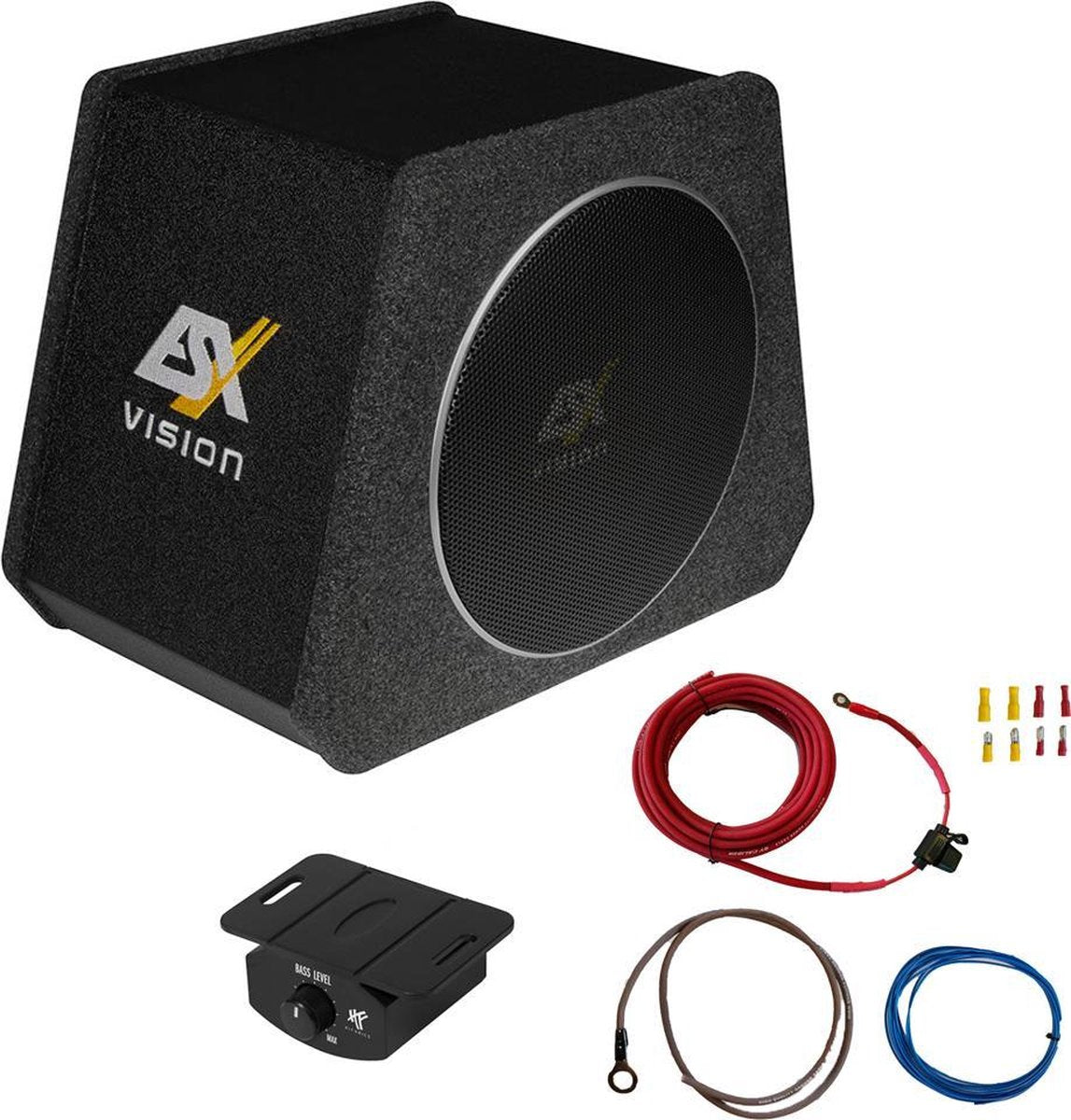 ESX V800A + Gratis Kabelset Actieve 8″ Subwoofer Behuizing