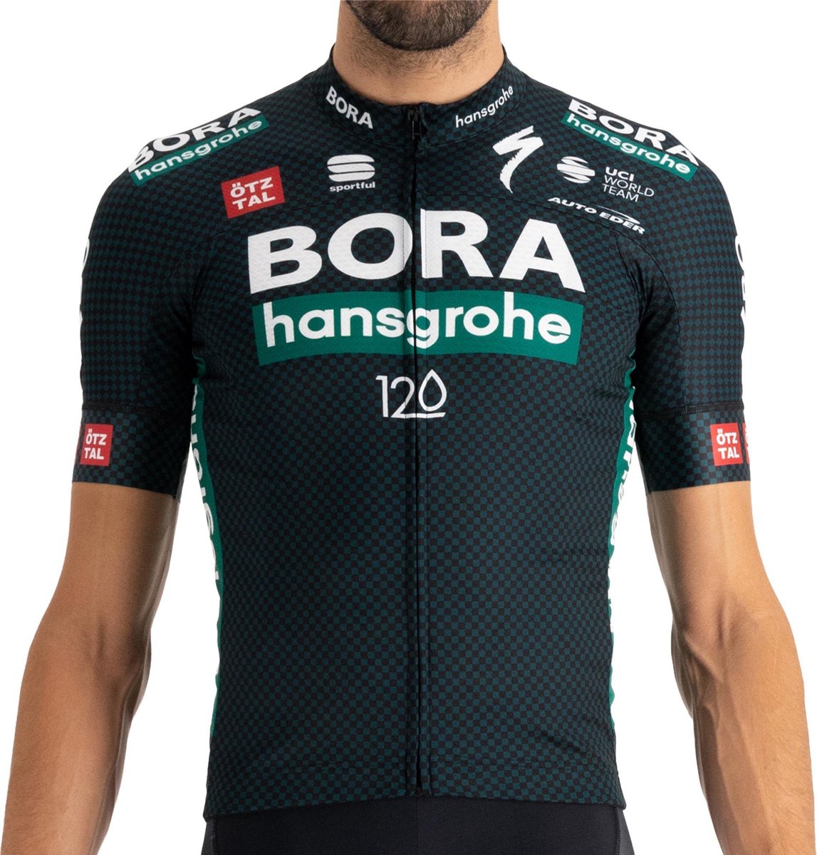 Sportful Bora Hansgrohe TDF Fietsshirt - Maat M  - Mannen - donkergroen - zwart  - wit