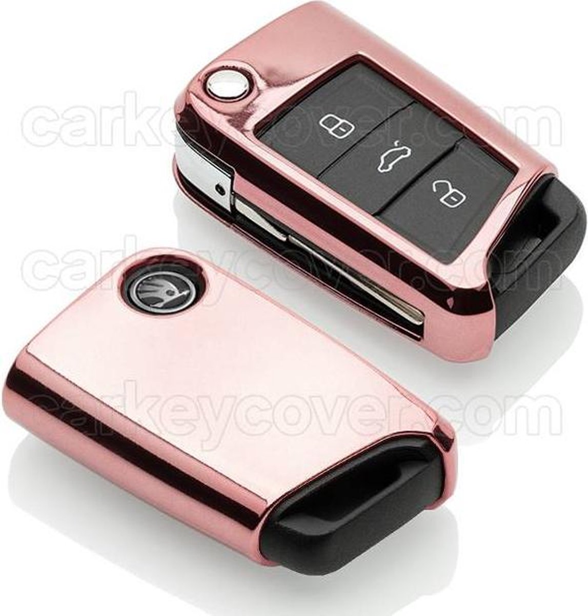 Skoda SleutelCover - Rose Goud / TPU sleutelhoesje / beschermhoesje autosleutel
