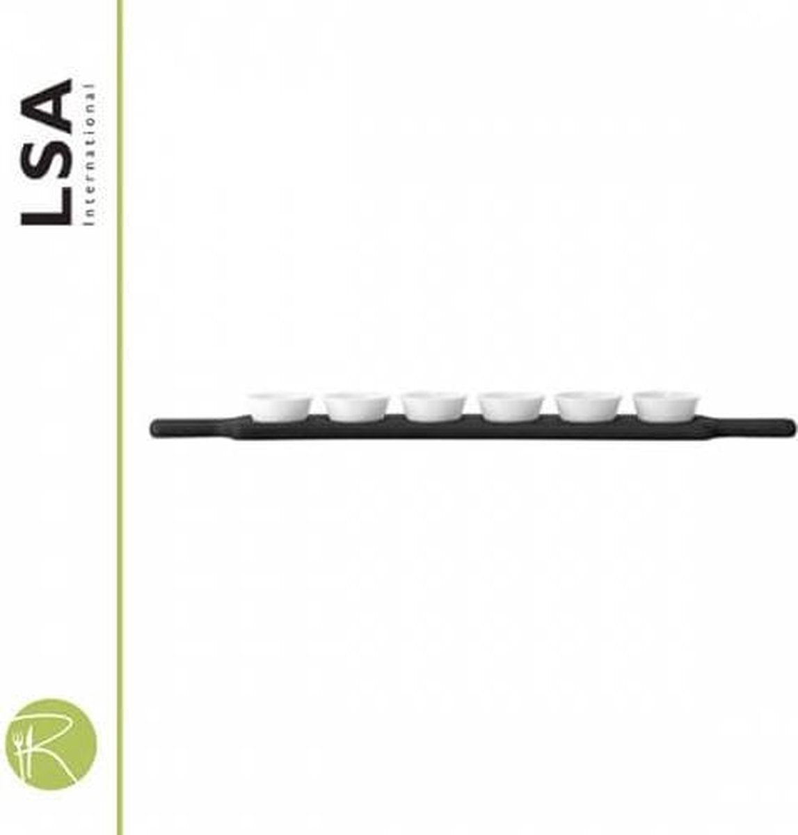 Schalenset - LSA - Paddle Black - met houten dienblad - set van 6