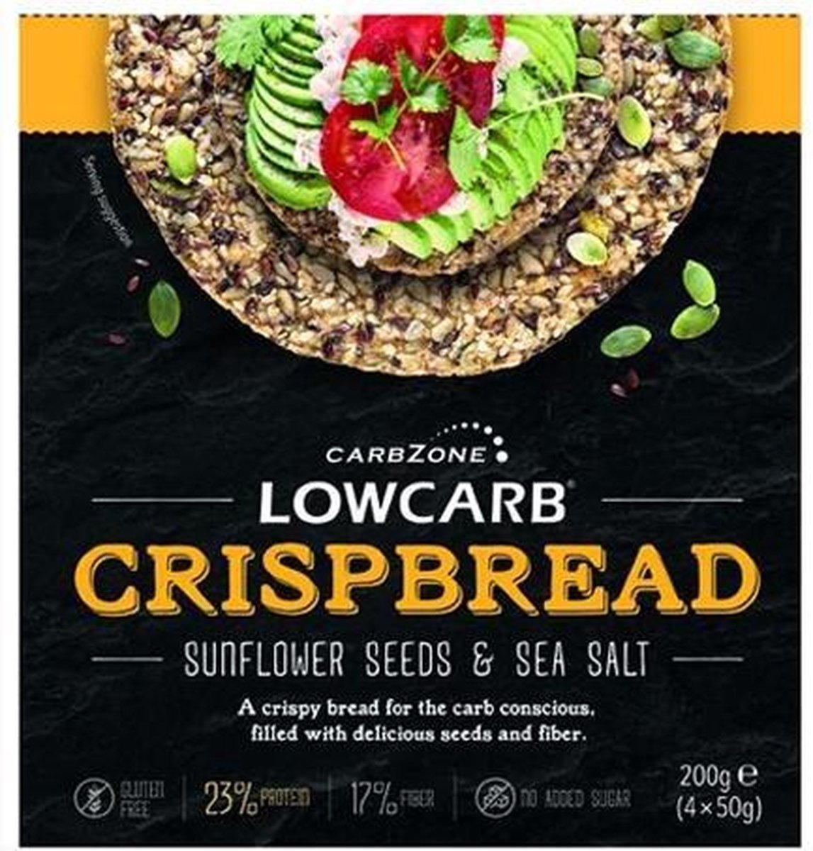 CarbZone | Low Carb Crispbread | Zonnebloempit en Zeezout | 1 x 200 gram  | Eiwitrijke voeding | Koolhydraatarme Crackers   | Snel afvallen zonder poespas!