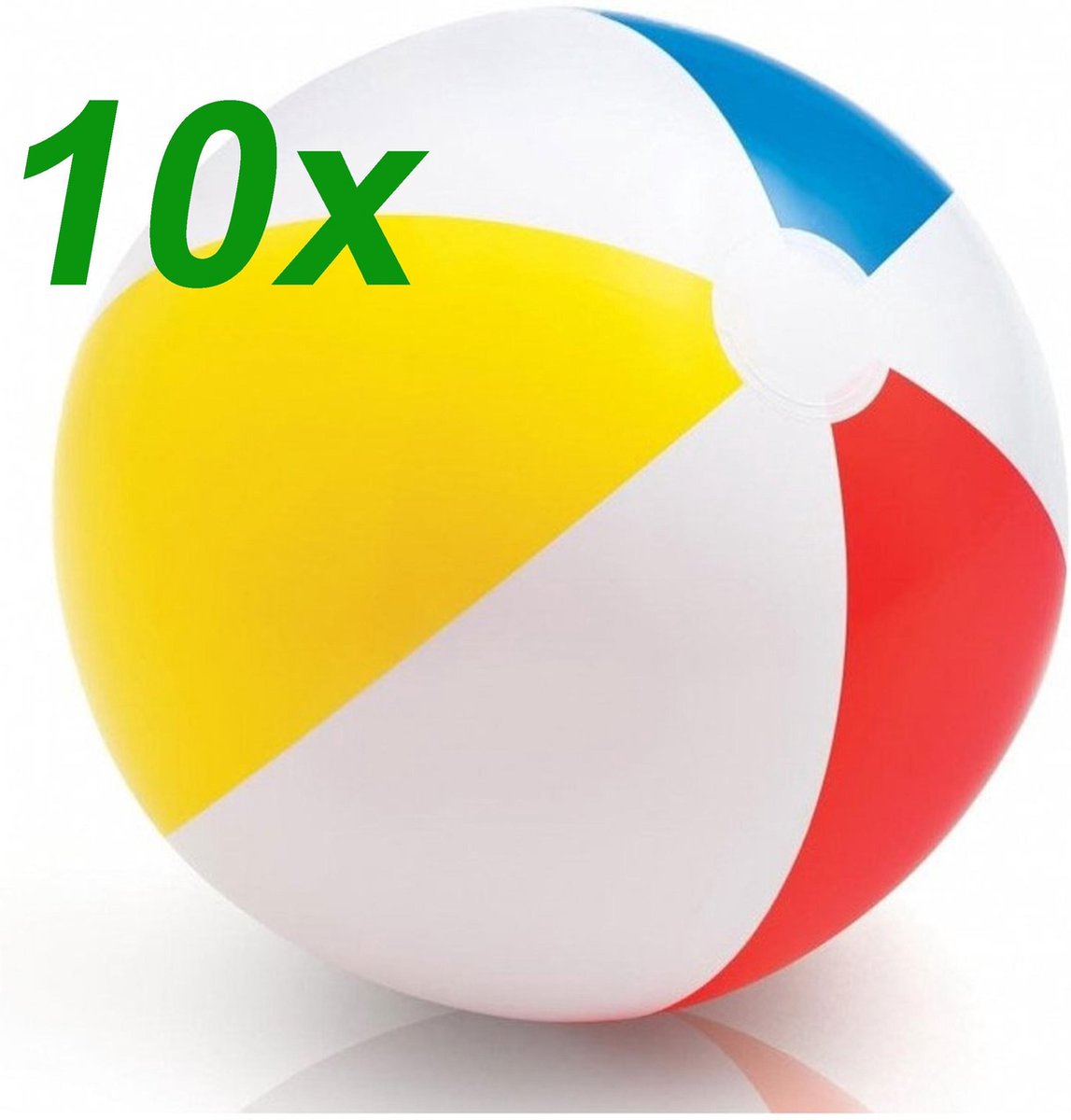 Set 10 x Opblaasbare Geel Rood Blauwe Witte Kinder Strandbal - Vanaf 2 Jaar | Peuter | Opblaasbaar | Zwembad Speelgoed | Strand Bal