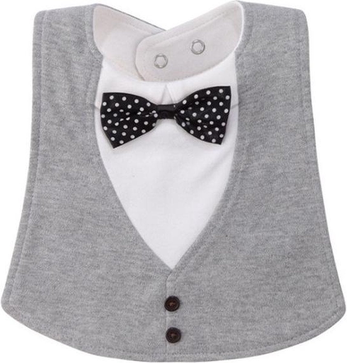 Elegant slabbetje voor baby - Dineren in stijl voor kinderen - Donkergrijs met zwarte strik
