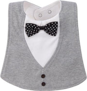 Elegant slabbetje voor baby - Dineren in stijl voor kinderen - Donkergrijs met zwarte strik
