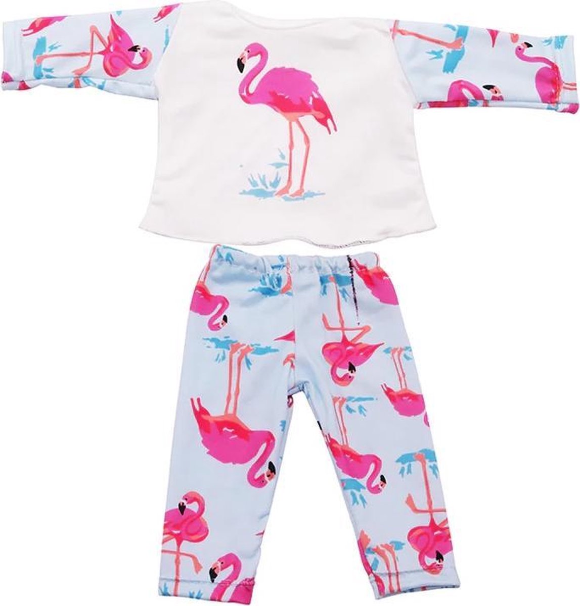 Dolldreams Poppenkleding - Pyjama met Flamingo's - Past op poppen tot 43CM zoals Baby Born