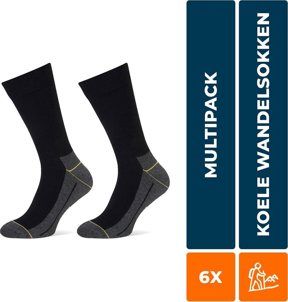 6-Pack Koele Naadloze Wandelsokken Stapp Yellow - Walker 4425.699 - Zwart - Unisex - Maat 47-50