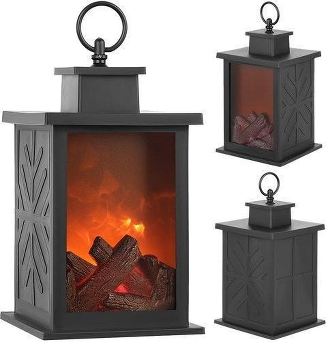 LED Haard Lantaarn Vuurlamp Sfeerverlichting Kerst 28 cm