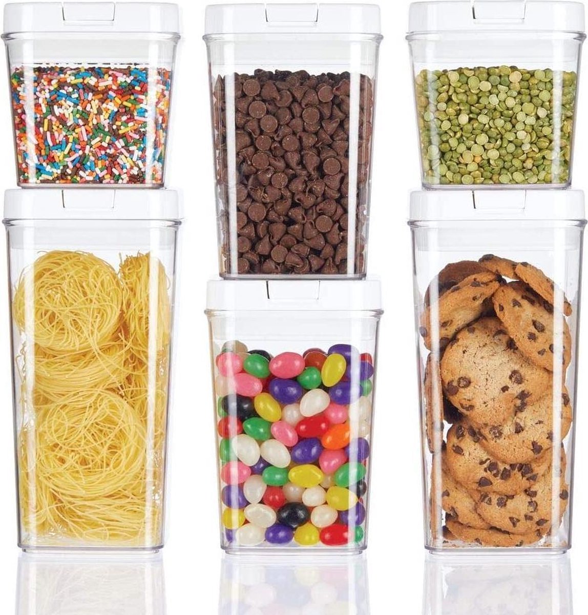 set van 5 voedselbewaarbakjes - luchtdichte plastic opbergdoos voor keukens en koelkasten - BPA-vrije bewaarbakjes voor koffie