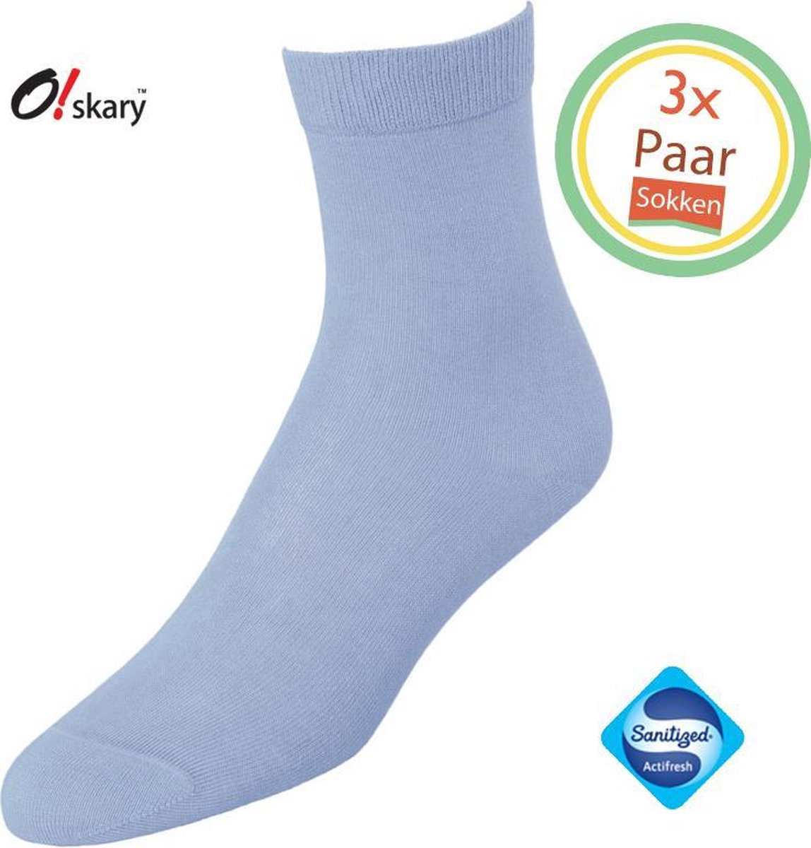 Sokken Dames | 3 Paar Damessokken blauw | Licht blauwe damessokken | Anti-bacterieel door Zwitserse Sanitized® | Maat 36-38
