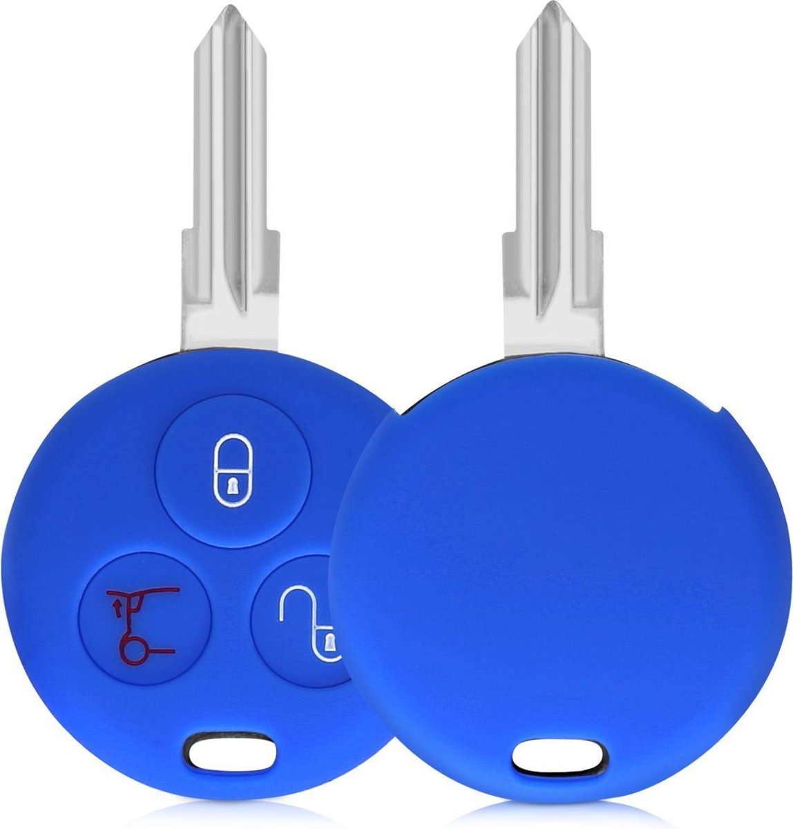 kwmobile autosleutelhoes voor Smart 3-knops draadloze autosleutel - Siliconen beschermhoes in blauw