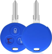 kwmobile autosleutelhoes voor Smart 3-knops draadloze autosleutel - Siliconen beschermhoes in blauw