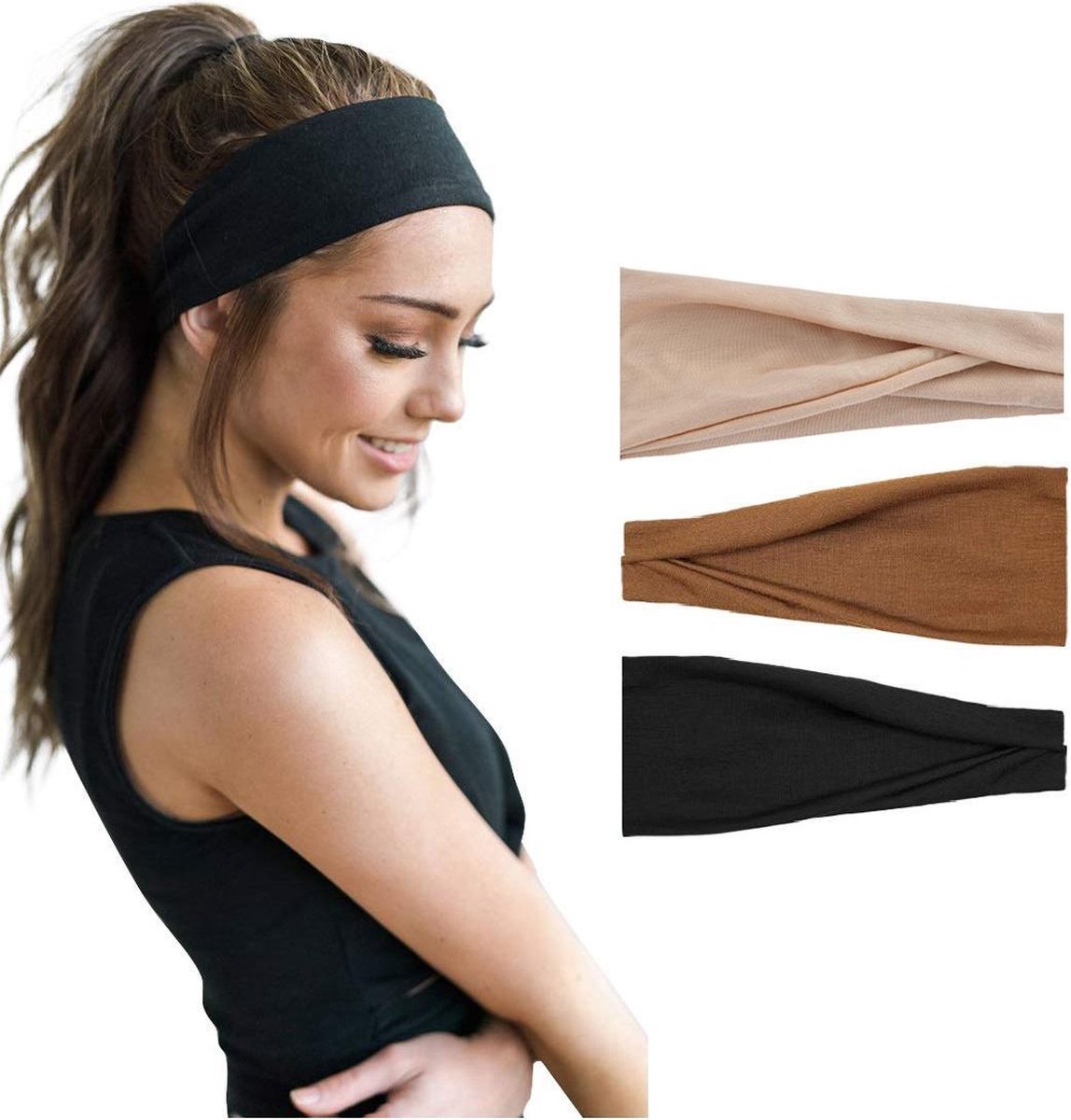 LIXINN® Set 3 stuks haarbanden - Sport haarbanden - Kleur 3 - Hoofdband dames - Volwassenen - Elastisch antislip - Yoga - Hardlopen - Haaraccessoires