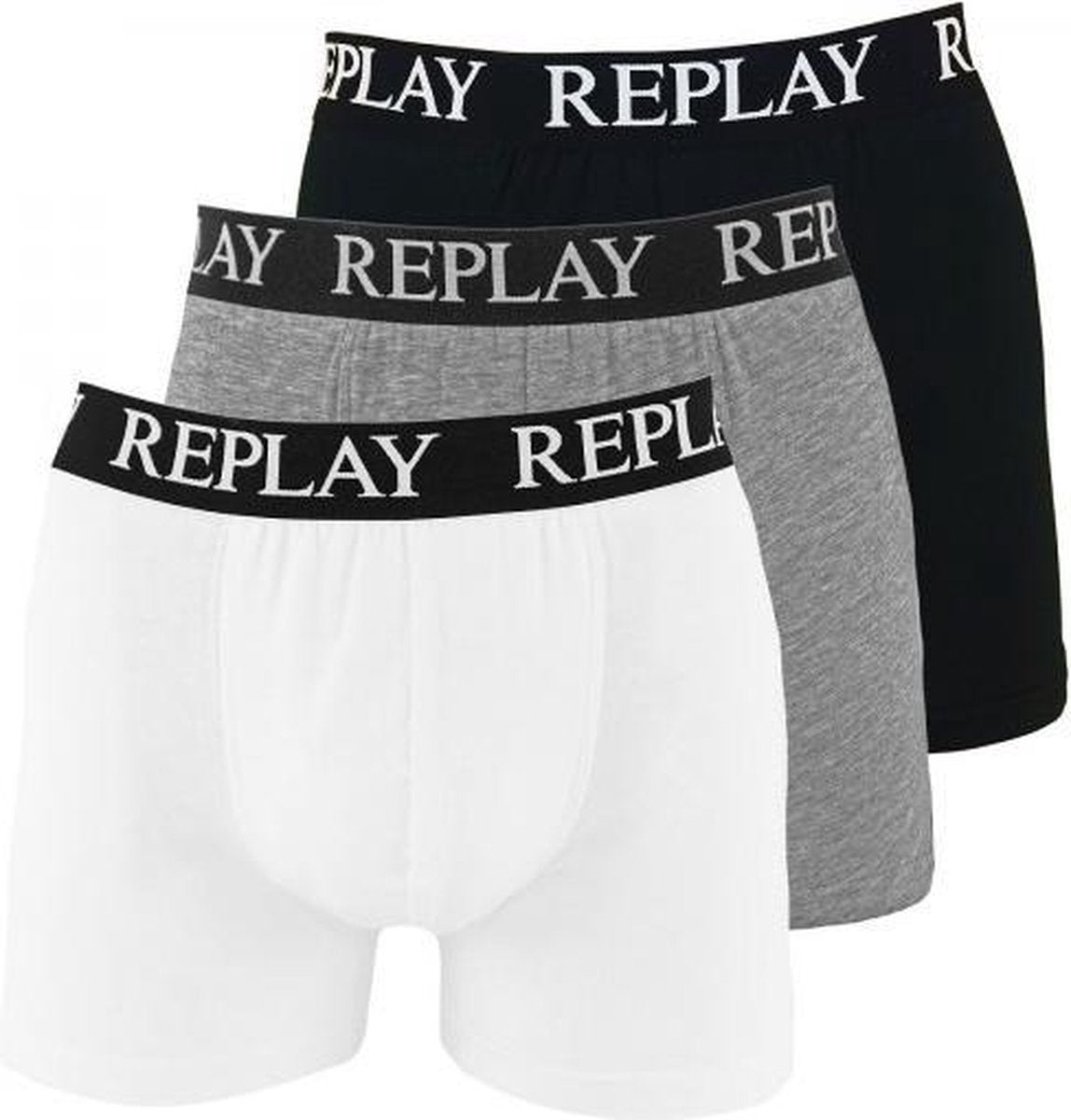 Replay boxershorts 3pack wit grijs zwart 1101102V002N174