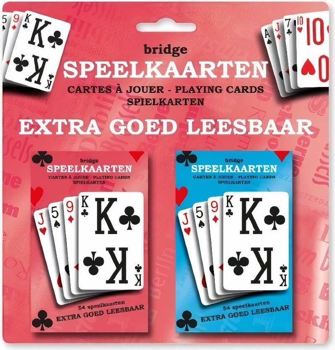 Verhaak Speelkaarten Bridge 9 X 6 Cm Karton Rood/blauw 2 Sets