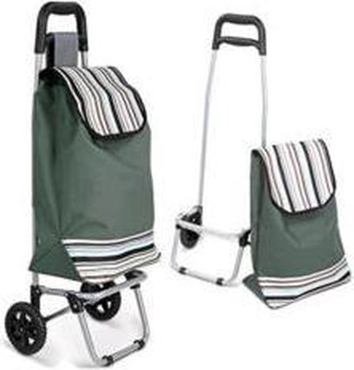 Boodschappentrolley groene strepen| 94x24x34cm | Shoppingtrolley | Opvouwbaar | Boodschappentas met wielen |