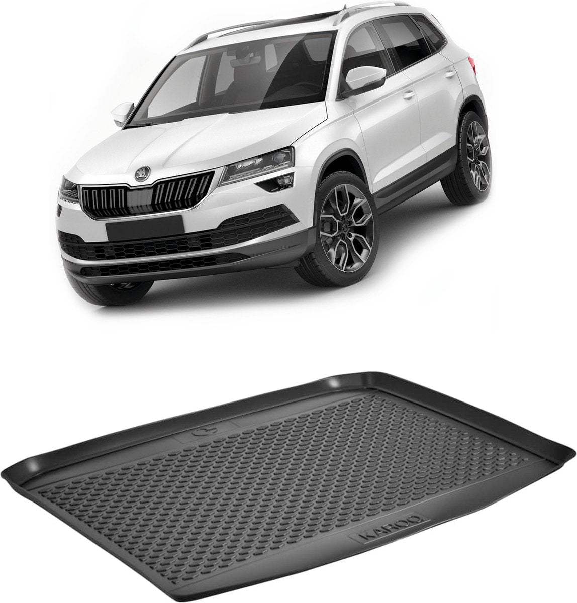 Kofferbakmat - kofferbakschaal op maat voor Skoda Karoq - 2018 - heden - zwart - hoogwaardig kunststof - waterbestendig - gemakkelijk te reinigen en afspoelbaar