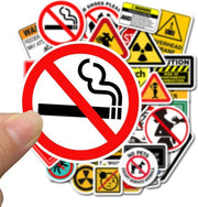 50 stuks waarschuwing stickers 4 tot 8 cm