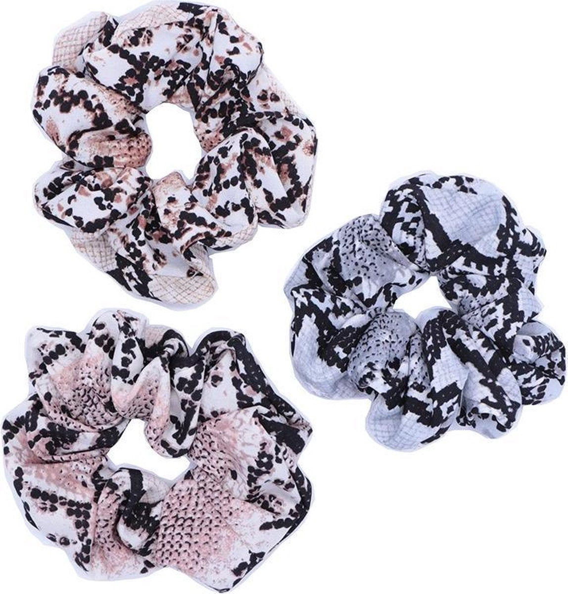 scrunchie 3 STUKS snake - slangen print - satijn - scrunchies - haarwokkels - haarelastiekjes