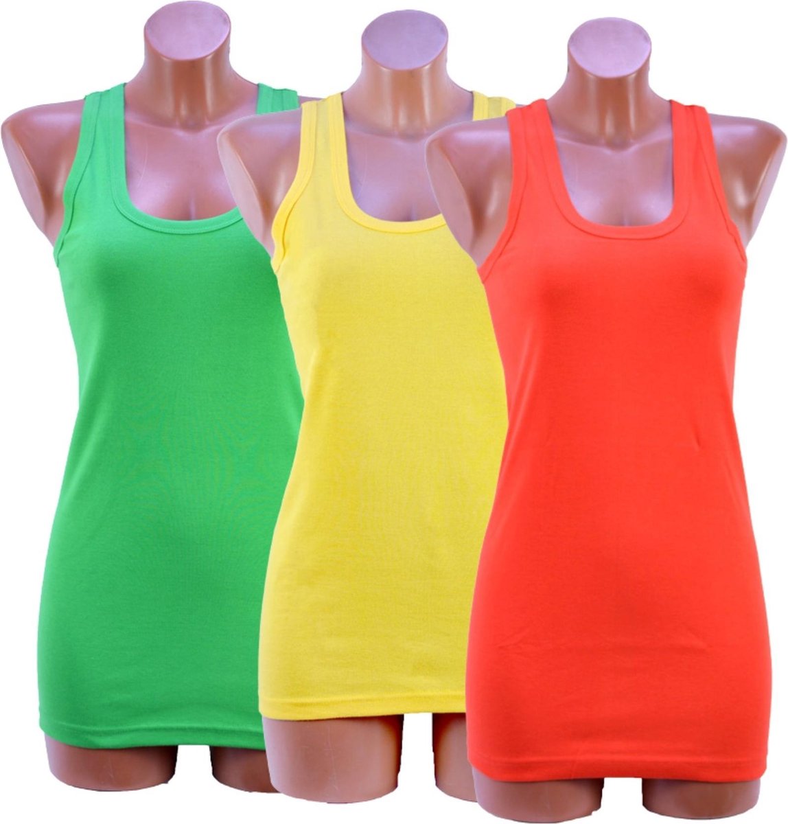 3 Pack dames hemd - 100% katoen - Fel kleuren - Maat S