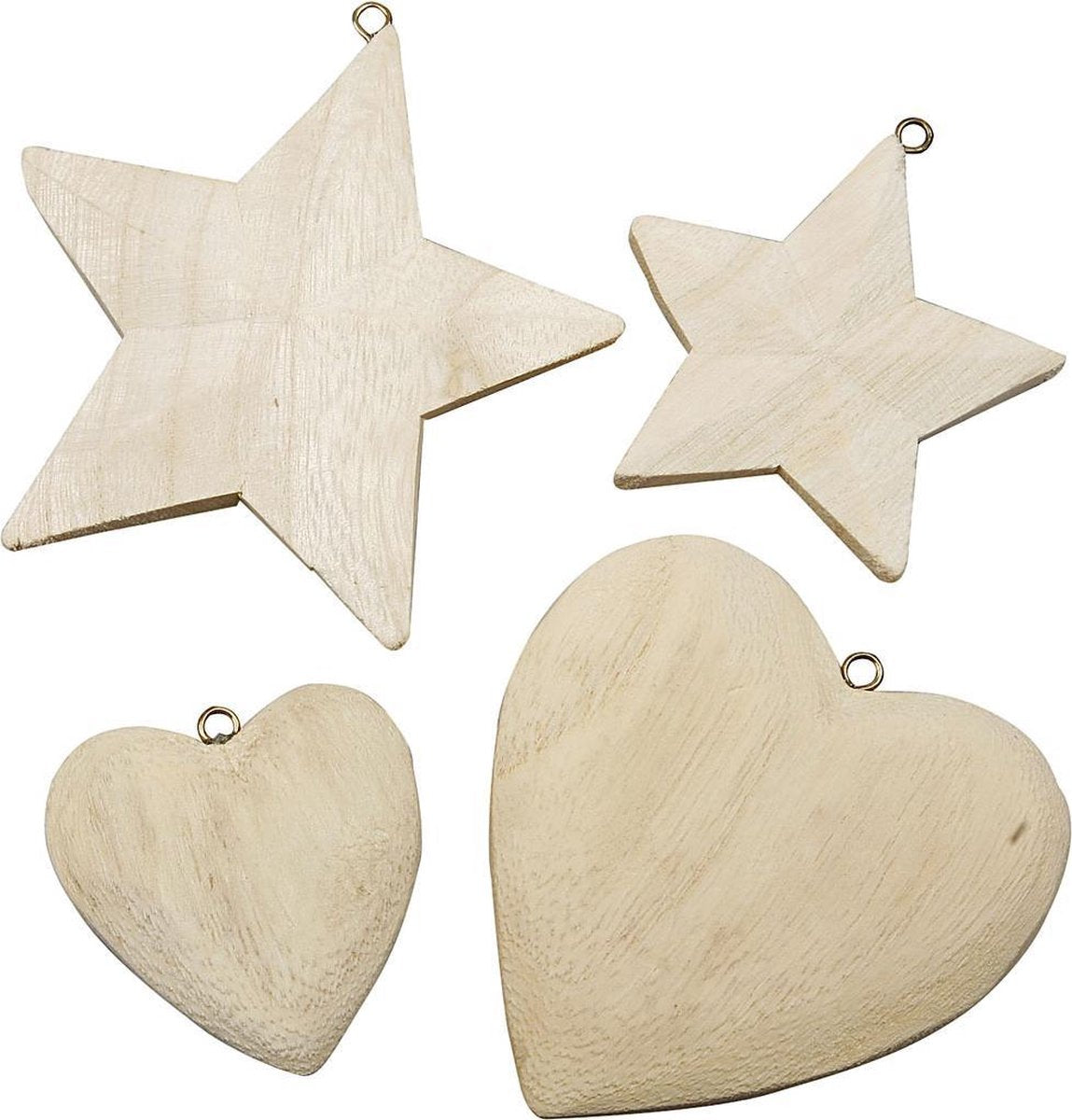 Hearts & Stars. paulownia. 4 pc