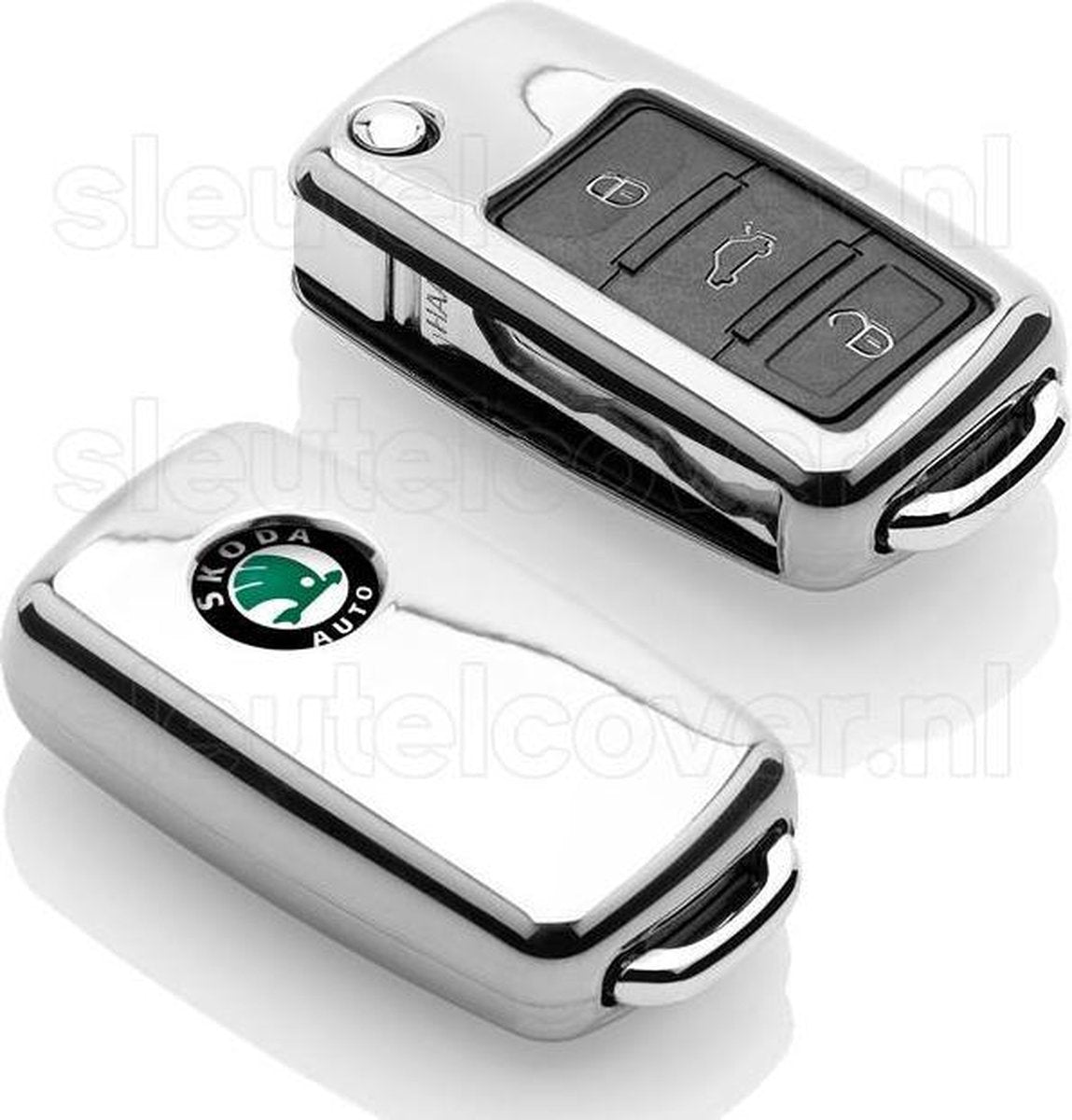 Skoda SleutelCover - Chroom / TPU sleutelhoesje / beschermhoesje autosleutel