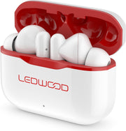 LEDWOOD LD-T06-WHI-RED CAPELLA TWS earphones met oplaadcase en superbass