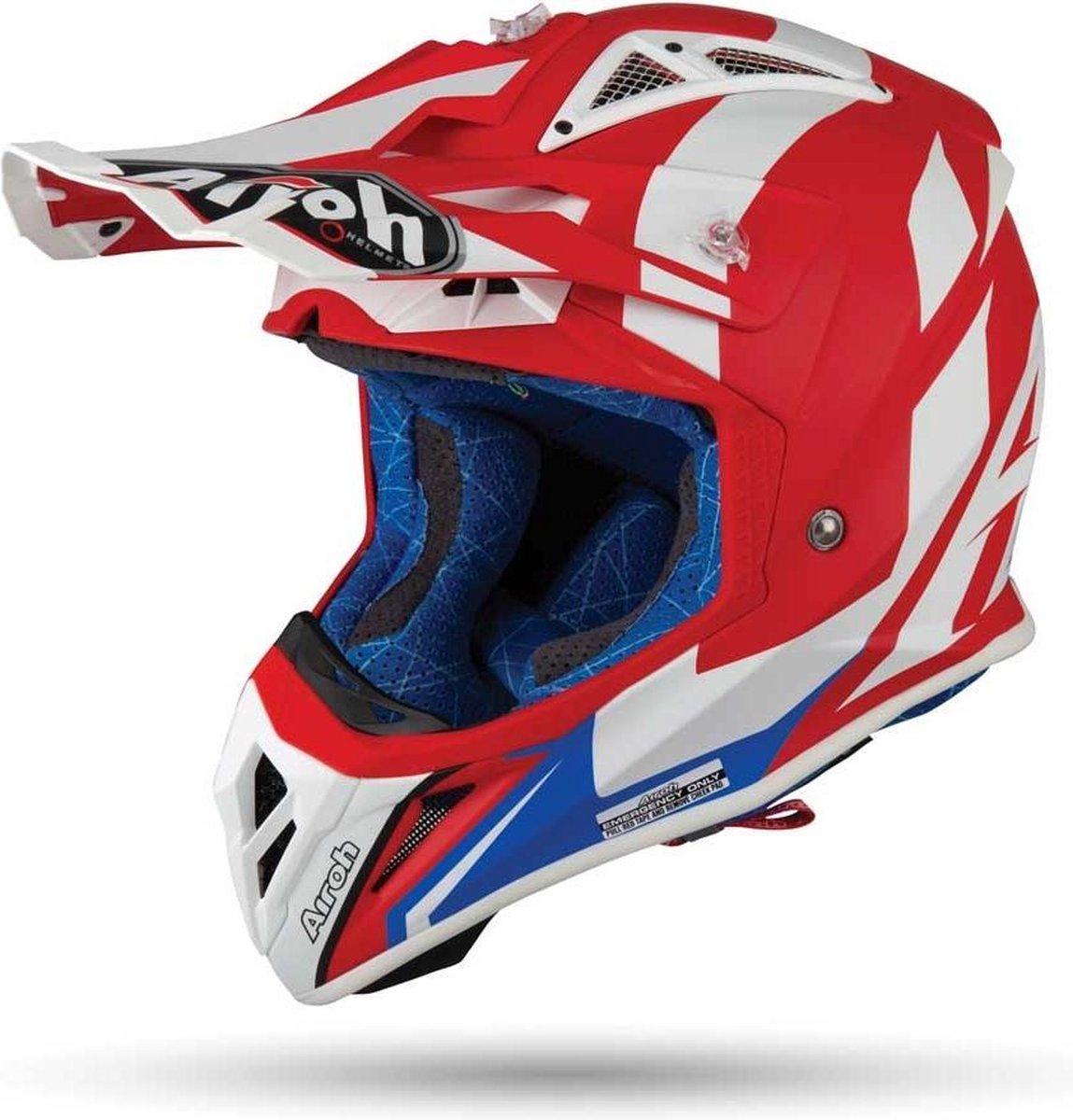 Airoh Aviator 2.3 Bigger Mat Rood Wit Blauw Crosshelm - Motorhelm - Maat XS