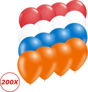 Oranje Versiering Ballonnen Oranje Rode Witte Blauwe EK Koningsdag WK 200 Stuks Feestversiering Verjaardag Ballon