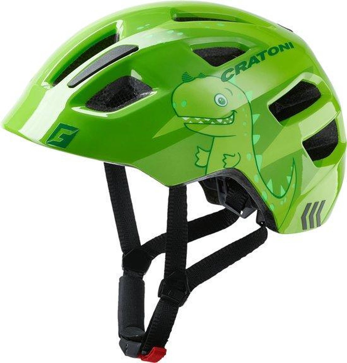 Cratoni Maxster Dino groen - kinderhelm S-M (51-56 cm) - EN1078 - Extra bescherming achterhoofd en slapen