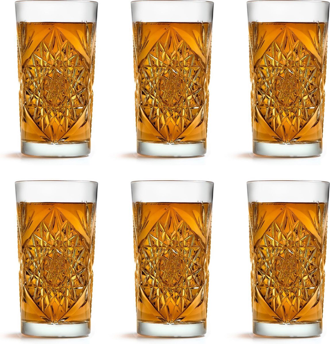 Libbey Longdrinkglas Hobstar - 47 cl / 470 ml - 6 stuks - vintage design - vaatwasserbestendig - hoge kwaliteit