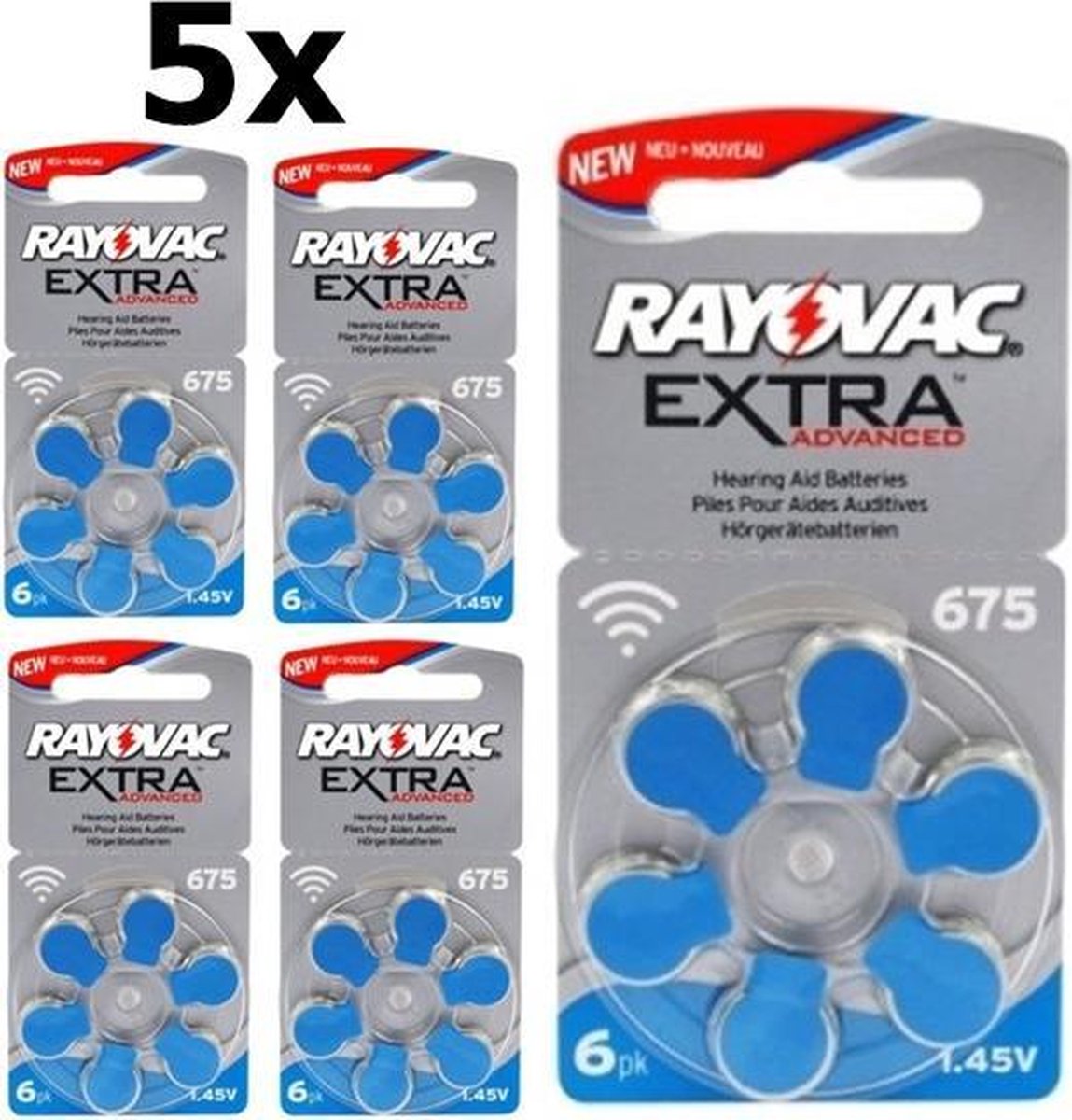 30 Stuks (5 Blisters a 6St) - Rayovac 675 Extra Advanced Gehoorapparaat batterijen