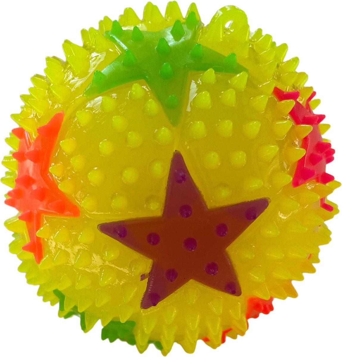 Hoogwaardige Knipperende Spiky Balls / Stress Bal / Massage Bal | Glow In The Dark | Anti Stress Fidget | Geel
