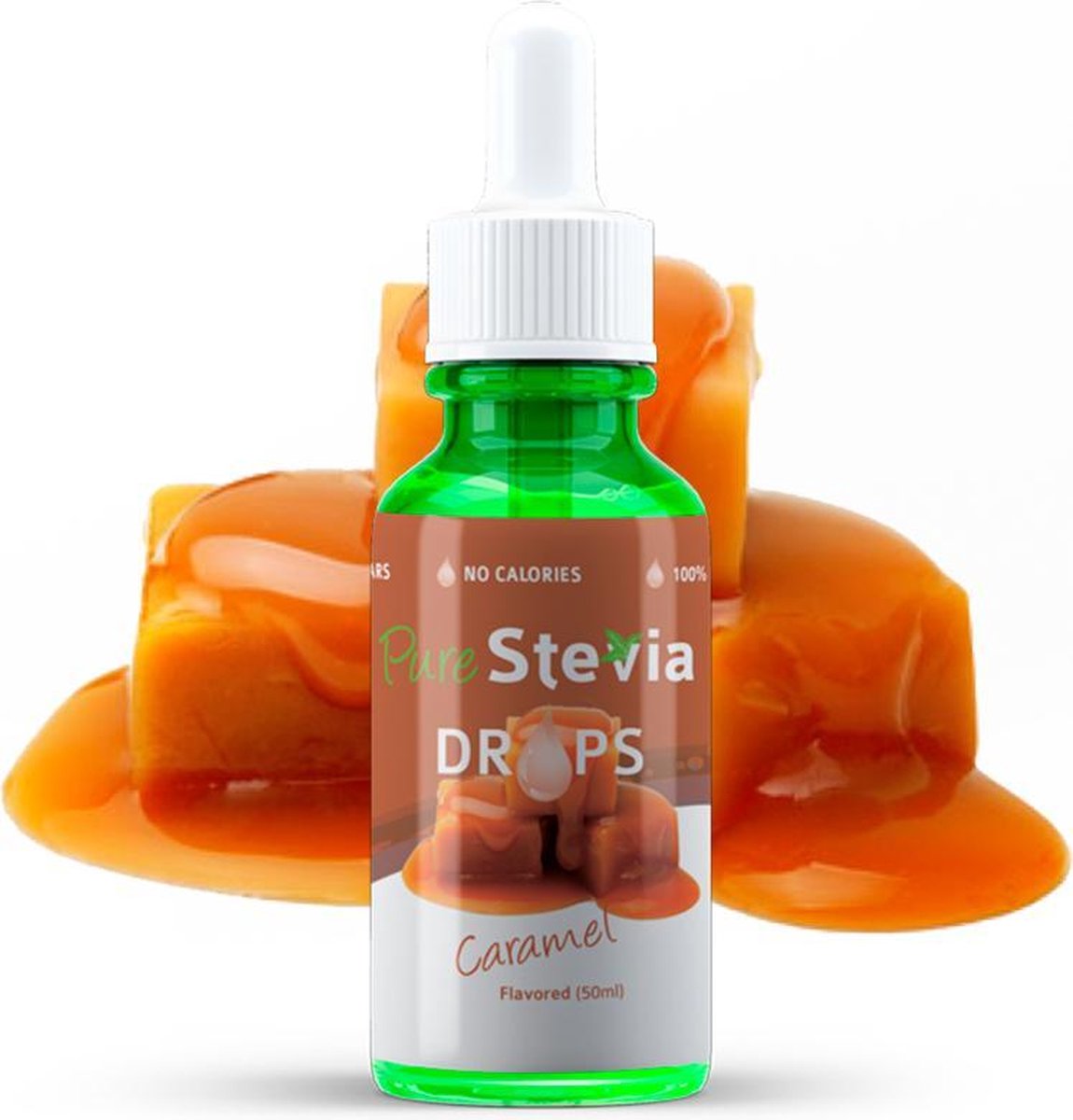 Stevia drops karamel - 50ml druppelflesje - Zoetstof - Suiker vervanger - Purestevia